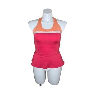 FILA Women's Colorblock Peplum Tank Pink/White/Orange Size Large
